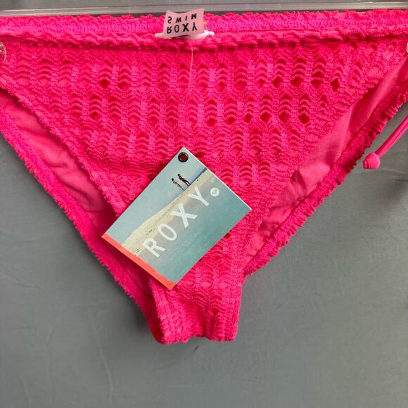 Roxy Women’s Large Sweet Terrain Brazilian Crocheted Bikini Bottom Pink - Picture 3 of 6